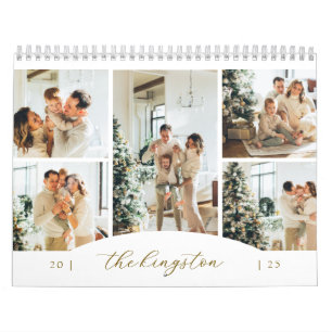 Elegant Gold Family Photo Collage Calendar