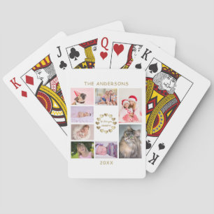 Elegant Gold Family Photo Collage Father’s Day Playing Cards