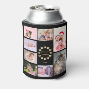 Elegant Gold Family Photo Collage Father's's Day Can Cooler