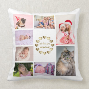 Elegant Gold Family Photo Collage Mother's Day Cushion