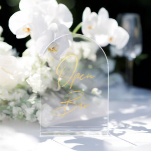 Elegant Gold Faux Foil Arch Acrylic Open Bar Sign Acrylic Invitations