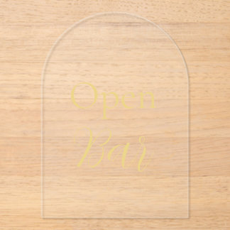 Elegant Gold Faux Foil Arch Acrylic Open Bar Sign Invitations