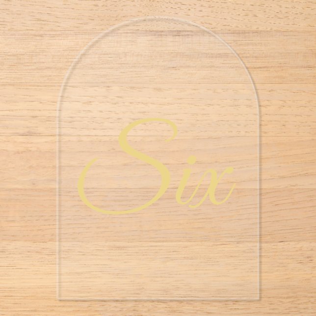 Elegant Gold Faux Foil Arch Acrylic Table Number (Front)