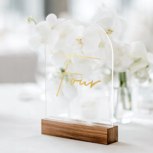 Elegant Gold Faux Foil Arch Acrylic Table Number