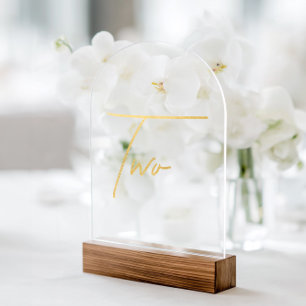 Elegant Gold Faux Foil Arch Acrylic Table Number