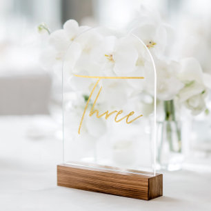 Elegant Gold Faux Foil Arch Acrylic Table Number