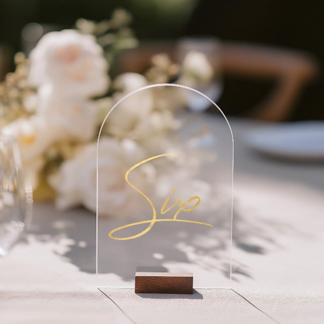 Elegant Gold Faux Foil Arch Acrylic Table Number (Elegant Gold Faux Foil Arch Acrylic Table Number. Please note: Wood block stand is not included.)