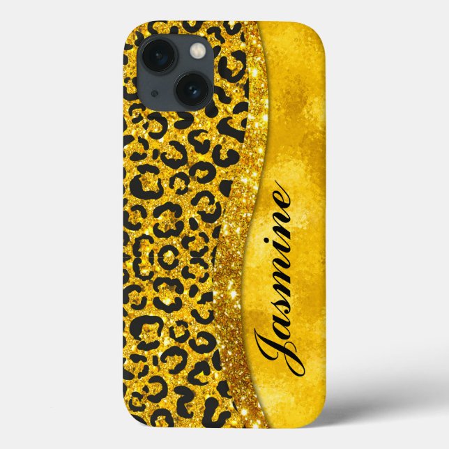 Elegant gold faux glitter animal print Monogram Case-Mate iPhone Case (Back)