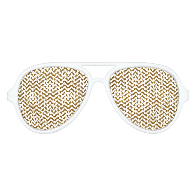 Elegant gold faux glitter chevron pattern aviator sunglasses (Front)