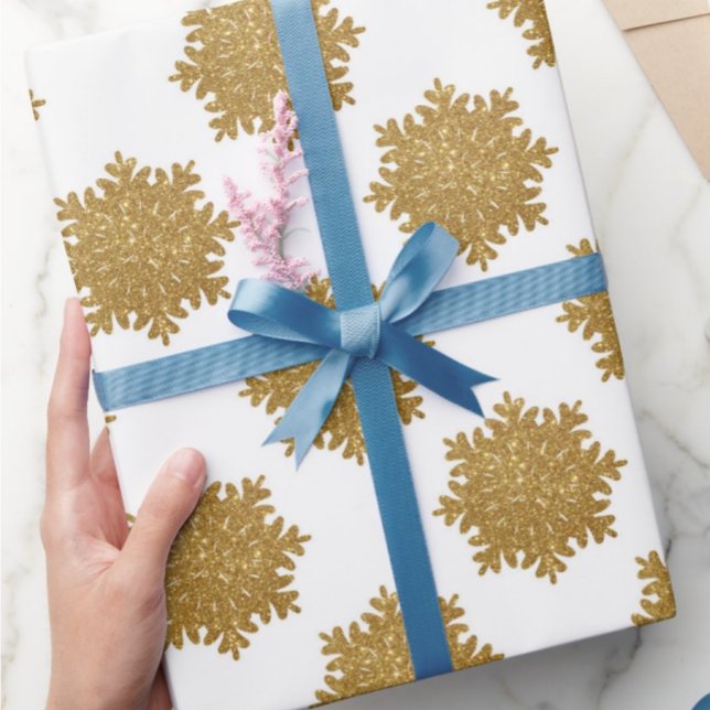Elegant Gold Faux Glitter Snowflake  Wrapping Paper (Creator Uploaded)