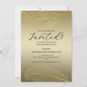 Elegant Gold Feather Luxury Celebration Invitation