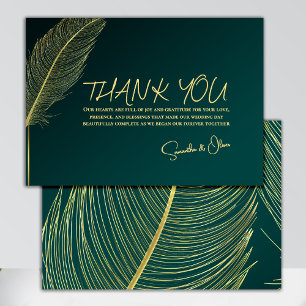 Elegant Gold Feather Thank You Card