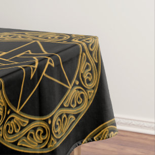 Elegant Gold Filigree Pentacle Wicca Star Altar Tablecloth