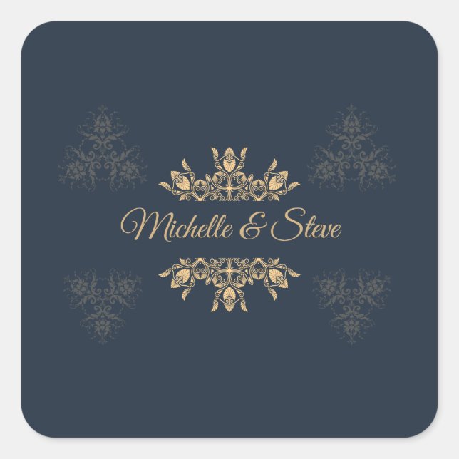 Elegant Gold Filigree Personalised Name Stickers (Front)