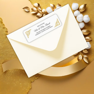 Elegant Gold Filigree , Wedding Return Address Return Address Label