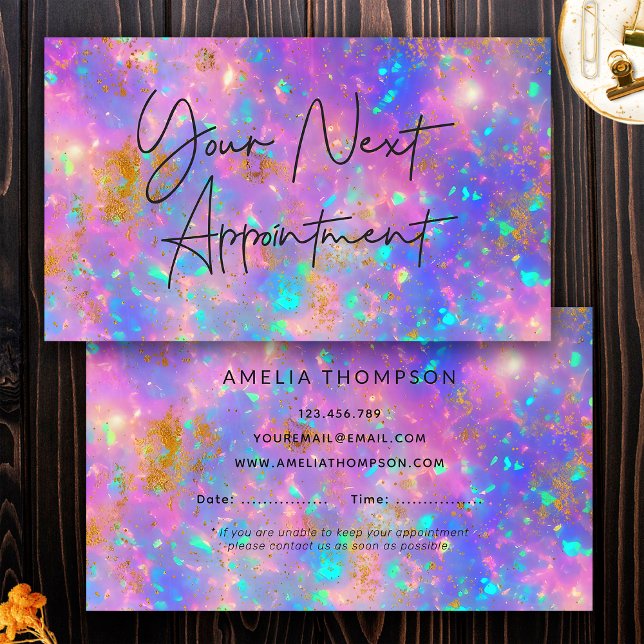 Elegant Gold Fire Opal Stone Appointment Card (Front and Back)