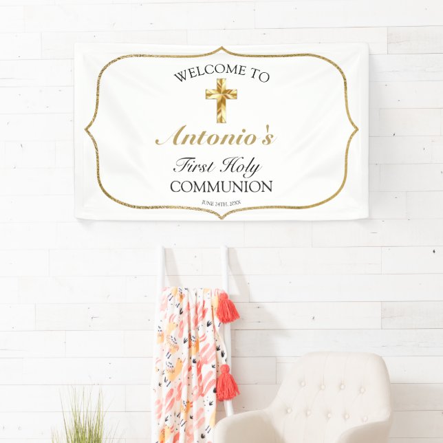 Elegant Gold First Holy Communion Welcome  Banner (Insitu)