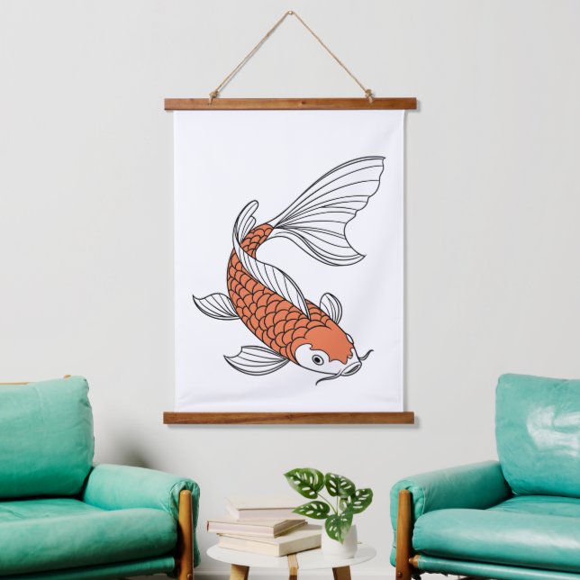 Elegant Gold Fish Decorative Wall Hanging Tapestry (Living Room)