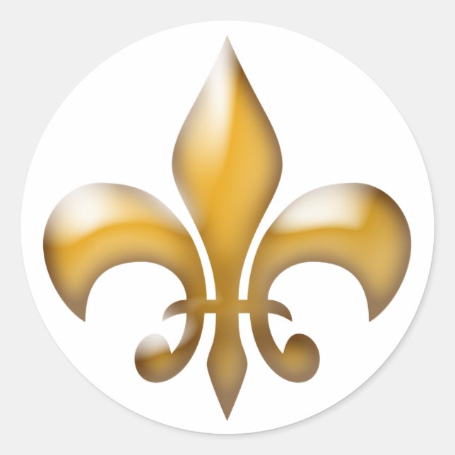 Elegant Gold Fleur de Lis Classic Round Sticker (Front)