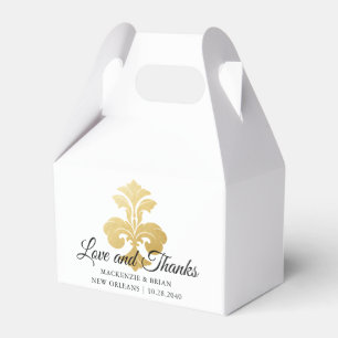 Elegant Gold Fleur de Lis Love Thanks Wedding Favour Box