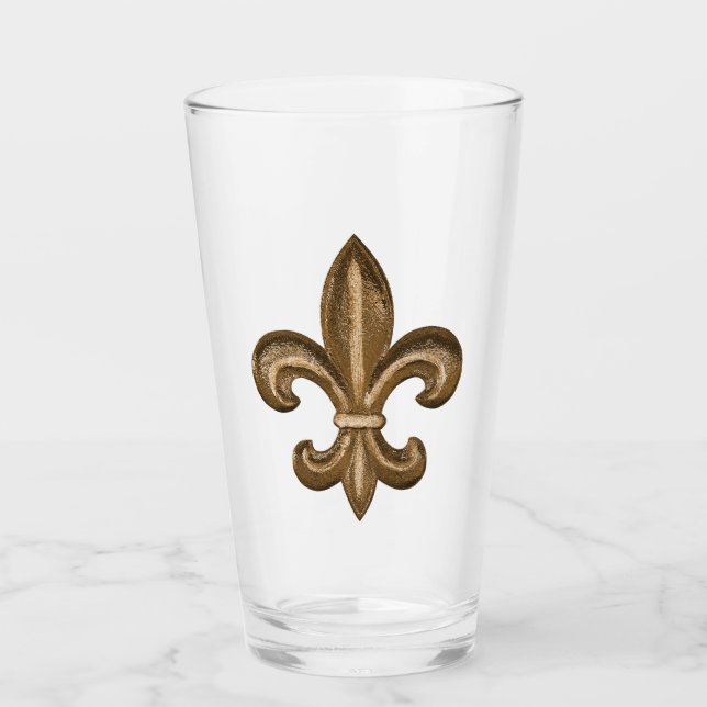 Elegant Gold Fleur de Lis Symbol Glass (Front)