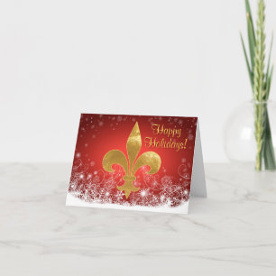 Elegant Gold Fleur Red Holiday