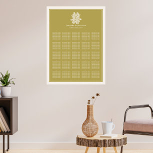 Elegant Gold Floral 囍 Chinese Wedding Seat Chart