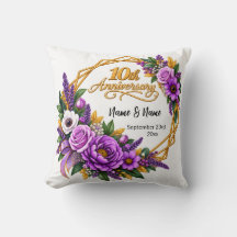 Elegant Gold Floral 10 Year Anniversary