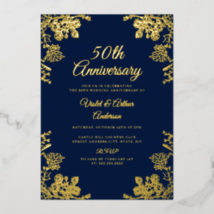 Elegant Gold Floral 50th Wedding Anniversary