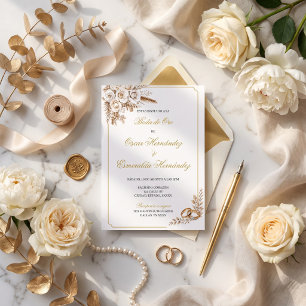 Elegant Gold Floral 50th Wedding Anniversary Invitation
