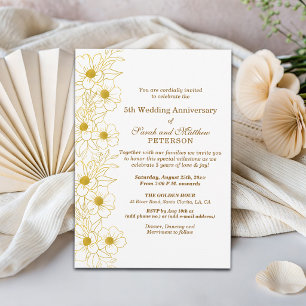 Elegant Gold Floral 5th Wedding Anniversary Invitation
