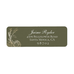 Elegant Gold Floral Botanical Return Address Label