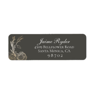 Elegant Gold Floral Botanical Return Address Label