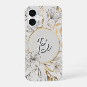 Elegant Gold Floral Chic Botanical Design iPhone 16 Case