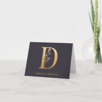 Elegant Gold Floral D Monogram Chic Personalised