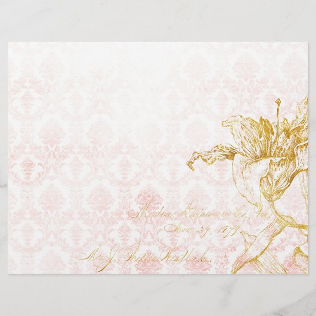 Elegant Gold Floral & Damask Scrapbook Ephemera (Front)