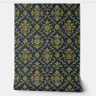 Elegant Gold Floral Damask Wallpaper