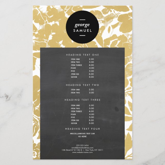 Elegant Gold Floral Design With Bold Black Flyer (Front)