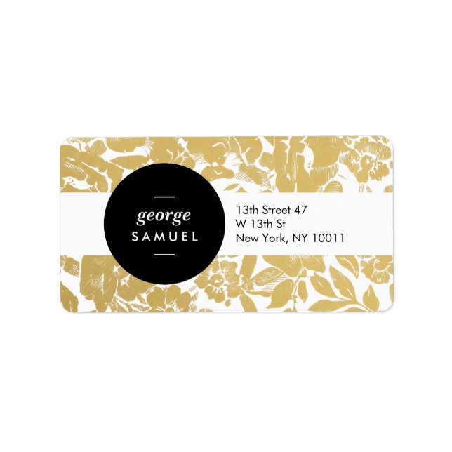 Elegant Gold Floral Design With Bold Black Label (Front)
