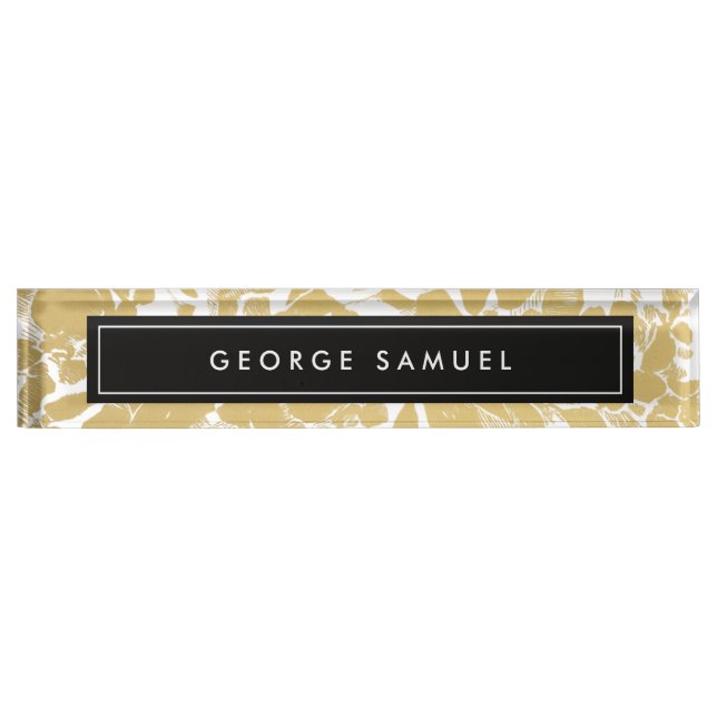 Elegant Gold Floral Design With Bold Black Nameplate (Front)