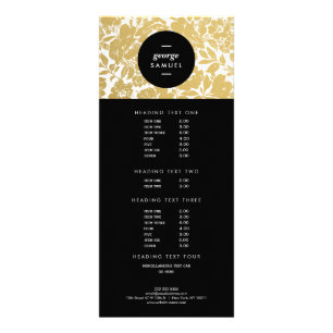 Elegant Gold Floral Design With Bold Black Rack Card