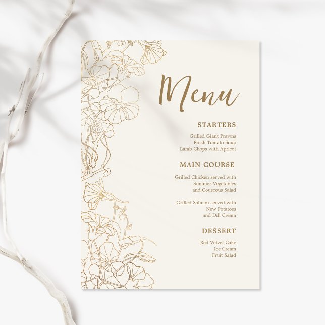 Elegant Gold Floral Dinner Menu (Creator Uploaded)