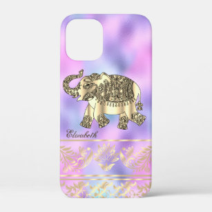 Elegant Gold Floral,Elephant,Holographic iPhone 12 Mini Case