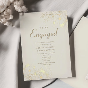 Elegant Gold Floral Engagement Party Invitation