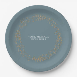 Elegant Gold Floral Garland Paper Plate