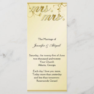 Elegant Gold Floral Gay Wedding Program