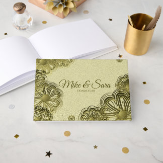 Elegant Gold Floral Guest Book