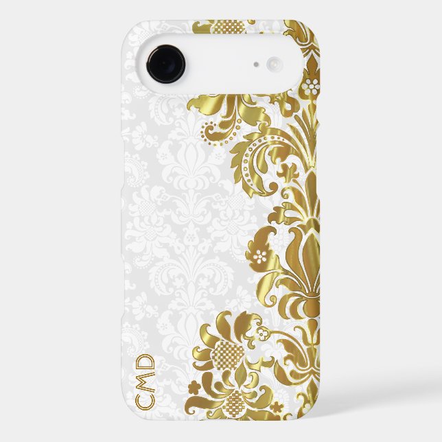 Elegant Gold Floral Lace White Damasks Case-Mate iPhone Case (Back)