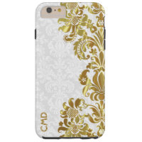Elegant Gold Floral Lace White Damasks
