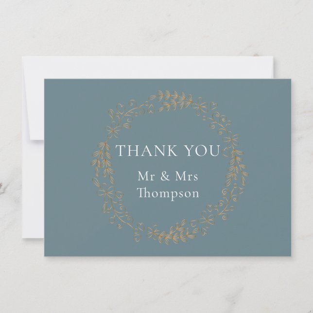 Elegant Gold Floral Laurel Garland Thank You Card (Front)